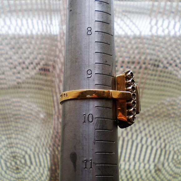 Vintage Russian USSR 18K 750 Yellow White Gold Sapphire Diamond Cluster Ring - Picture 11 of 13